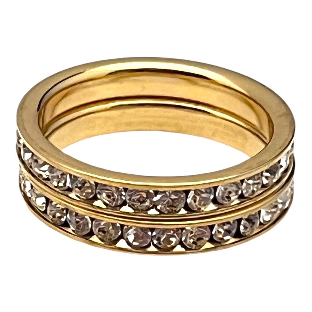 Designer Ring Size 6.5 Two Stackable Bands Gold S… - image 2